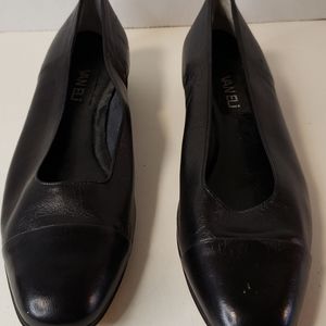Vaneli Shoes Womens 10 S FC-313 Dress Flats Black Leather Cap Toe Casual Comfort